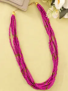 UNIVERSITY TRENDZ Gold-Plated Artificial Beads Layered Necklace