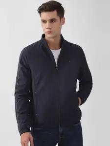 Peter England Casuals Mock Collar Pure Cotton Bomber Jacket