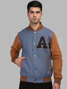 CHKOKKO Colourblocked Lightweight Cotton Varsity Jacket