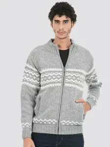 LONDON FOG Geometric Printed Front-Open Sweater