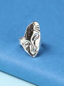 DressBerry Silver Toned Silver Plated Designer Finger Ring
