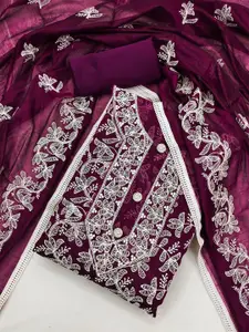 Panzora Floral Embroidered Unstitched Dress Material