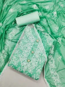 Panzora Floral Embroidered Art Silk Unstitched Dress Material