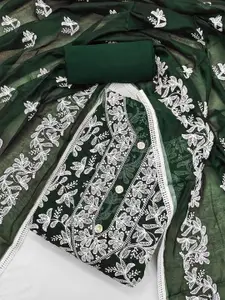 Panzora Floral Embroidered Art Silk Unstitched Dress Material