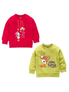 BAESD Girls Pack of 2 Graphic Printed Cotton Pullover Sweatshirts