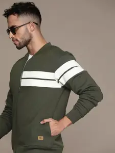 The Roadster Lifestyle Co. Stand Collar Striped Zip Sweatshirt
