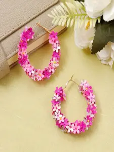 UNIVERSITY TRENDZ Pink & Silver-Toned Contemporary Hoop Earrings