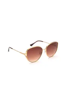 IDEE Women Brown Lens & Gold-Toned Round Sunglasses with UV Protected Lens