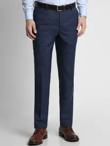 Peter England Men Slim Fit Textured Self Design Formal Trousers