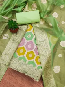 Panzora Ethnic Motifs Woven Design Zari Unstitched Dress Material