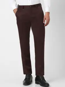 V Dot Men Maroon Skinny Fit Formal Trousers