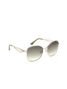 IDEE Women Green Lens & Gold-Toned Round Sunglasses with UV Protected Lens