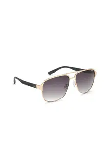 IDEE Men Grey Lens & Gold-Toned Round Sunglasses with UV Protected Lens