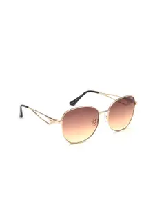 IDEE Women Brown Lens & Gold-Toned Round Sunglasses with UV Protected Lens