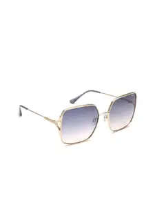 IDEE Women Blue Lens & Gold-Toned Round Sunglasses with UV Protected Lens