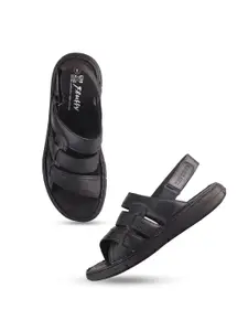 Red Chief Men Black Leather Fashion Sandals