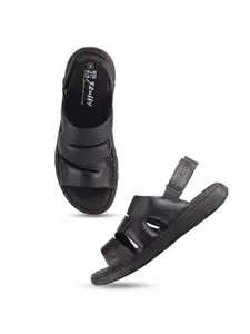 Red Chief Men Black Leather Fashion Sandals