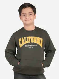 Bodycare Kids Boys Round Neck Typography Printed Fleece Sweatshirt