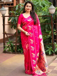 STAVA CREATION Ethnic Motifs Woven Design Pure Silk Zari Banarasi Saree