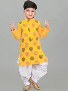 BAESD Boys Floral Printed Regular Kurta with Patiala Set