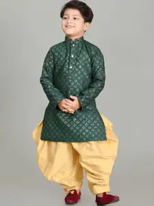 BAESD Boys Embroidered Regular Sequinned Dupion Silk Kurta with Patiala Set