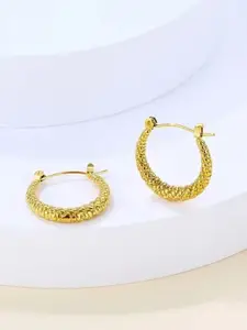 VIEN Gold-Plated Oval Shaped Hoop Earrings
