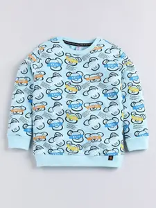 Ginie Boys Blue Printed Sweatshirt