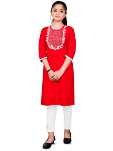 BAESD Girls Embroidered Straight Kurta