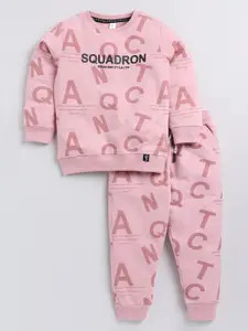 Ginie Boys Pink Printed T-shirt with Pyjamas