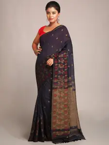 BENGAL HANDLOOM Pink & Brown Ethnic Woven Design Cotton Soft Taant Saree