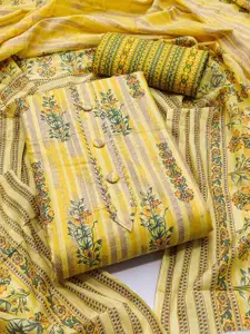 Panzora Yellow Printed Unstitched Dress Material