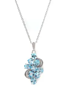 HIFLYER JEWELS Sterling Silver Topaz-Studded Floral-Charm Pendant