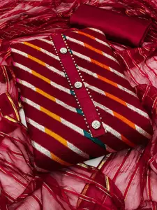 MANVAA Striped Gotta Patti Detailed Organza Unstitched Dress Material