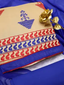 MANVAA Ethnic Motifs Embroidered Chanderi Cotton Unstitched Dress Material