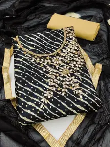 MANVAA Leheriya Printed Beads & Stones Unstitched Dress Material