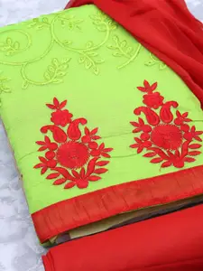 MANVAA Ethnic Motifs Embroidered Thread Work Modal Cotton Unstitched Dress Material