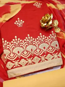 MANVAA Ethnic Motifs Embroidered Thread Work Modal Cotton Unstitched Dress Material