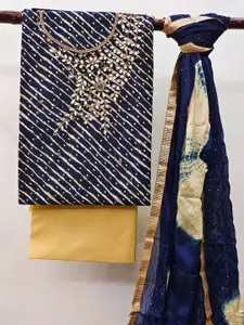 MANVAA Leheriya Printed Gotta Patti Unstitched Dress Material