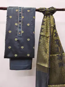 MANVAA Ethnic Motif Woven Design Zari Banarasi Unstitched Dress Material