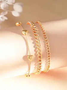Rubans Voguish Rubans Set Of 3 Gold-Plated Bangle-Style Bracelet