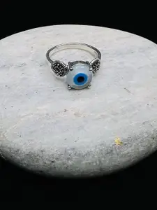 Arte Jewels 92.5 Sterling Silver Evil Eye Finger Ring