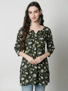 KALINI Floral Printed Straight Pure Cotton Kurti