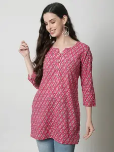 KALINI Round Neck Opaque Greometric Printed Cotton Kurti