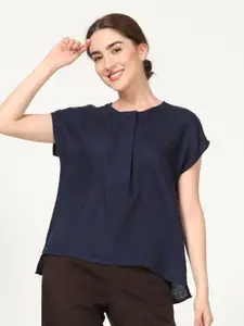 Saltpetre Round Neck Linen Extended Sleeves Top