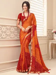 Satrani Bandhani Poly Chiffon Fusion Bandhani Saree