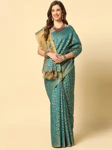 Satrani  Jacquard & Tassel Silk Cotton Fusion Saree