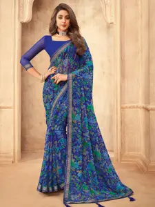 Satrani Floral Chiffon Fusion Saree