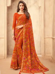 Satrani Floral Chiffon Fusion Saree
