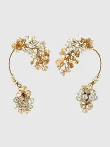 D'oro Gold-Toned & White Drop Earrings