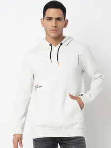 SPYKAR Typography Printed Hooded Neck Long Sleeves Cotton Pullover Sweatshirt